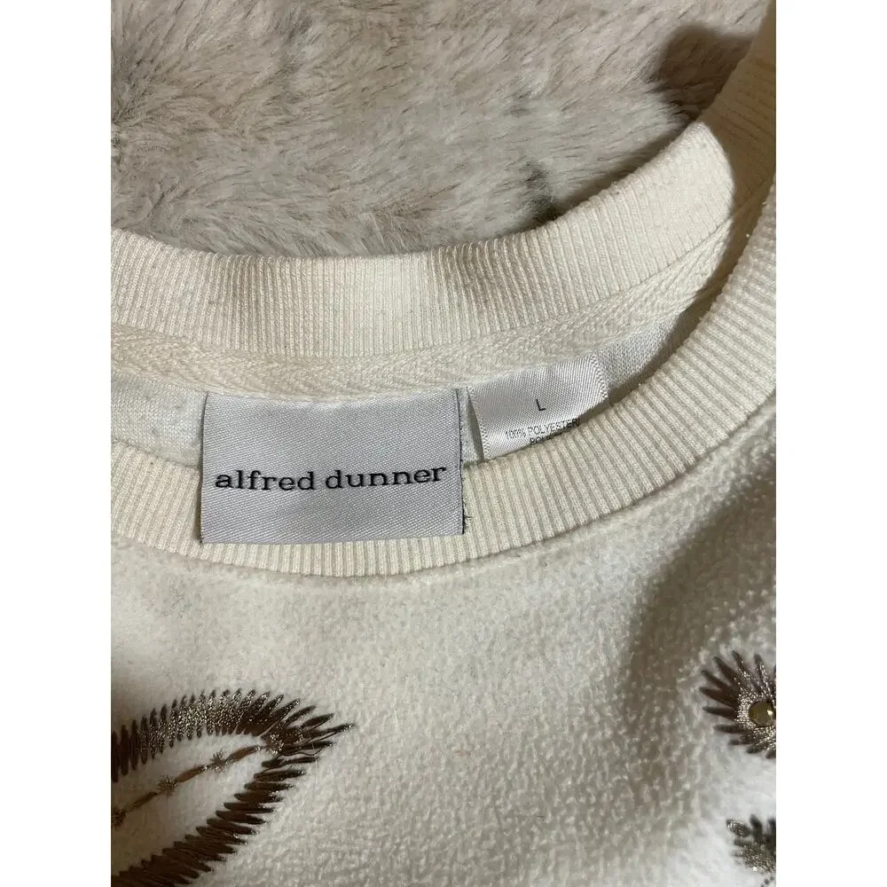 Vintage Alfred Dunner Floral print cream and gold novelty sweater size large